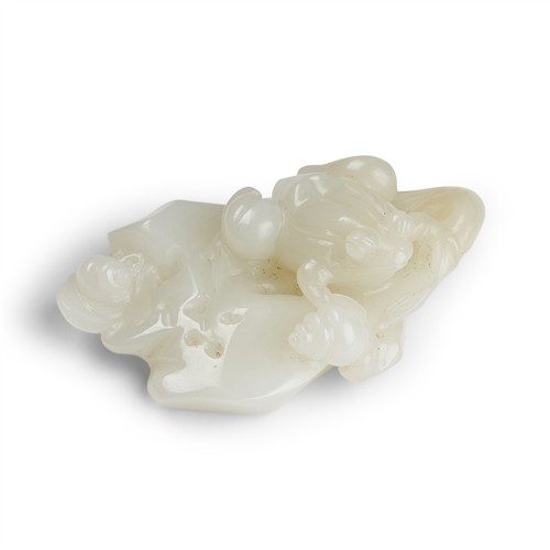 A Chinese White Jade Carving Of A Fog On Rocks, Qing Dynasty (1644 - 1911)