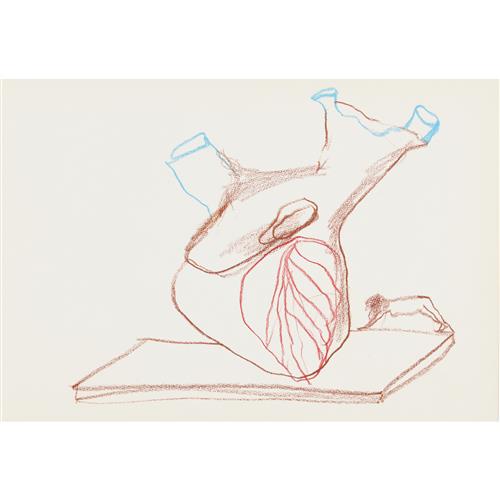 23 · SIDNEY NOLAN (1917-1992) (Heart sculpture) c.1986 crayons on paper 30 x 42cm