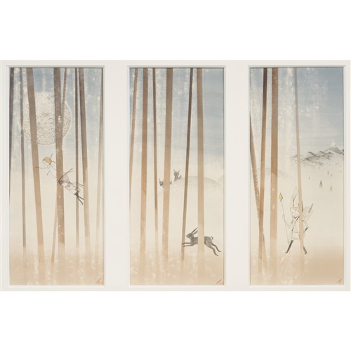 DAVID BOOTH (GHOSTPATROL) (born 1981) Untitled (Trio of Drawings) pencil and watercolour on paper, triptych Each panel 48 x 21cm (71