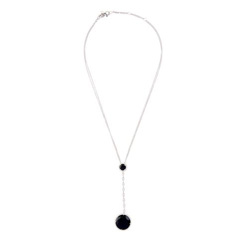 24 · BLACK ONYX AND DIAMOND NECKLACE