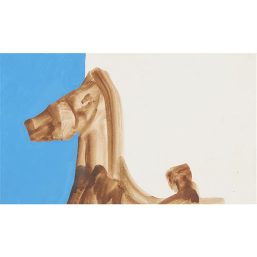 25 · SIDNEY NOLAN (1917-1992) (Greek mythological scene) c.1956 mixed media on paper 25.5 x 15.5cm