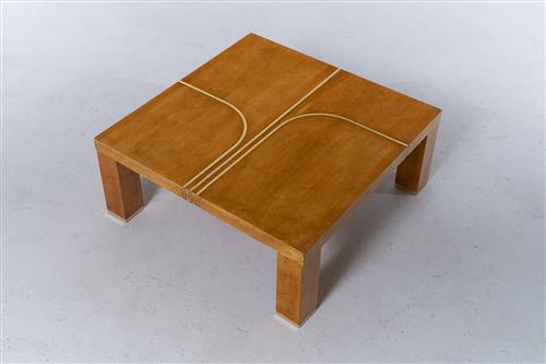 58 · BIRDSEYE MAPLE AND BRASS COFFEE TABLE BY TURRI