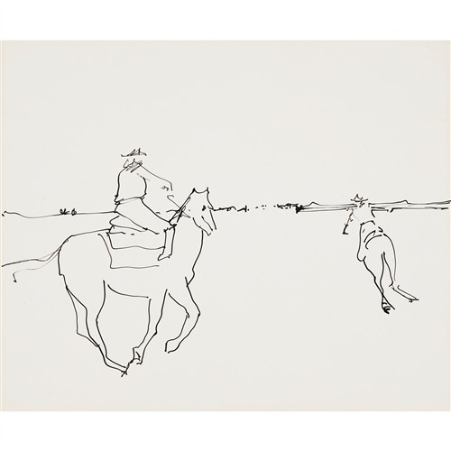 3 · SIDNEY NOLAN (1917-1992) (Country race meeting, Halls Creek) ink on paper 25.5 x 30.5cm