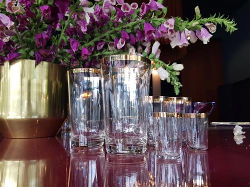 59 · VINTAGE GOLD RIM GLASSWARE