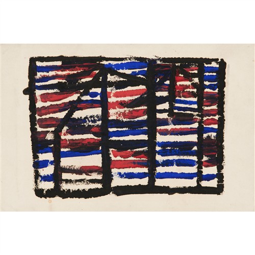 6 · SIDNEY NOLAN (1917-1992) (Stripes) c.1939 mixed media on paper 25 x 34cm