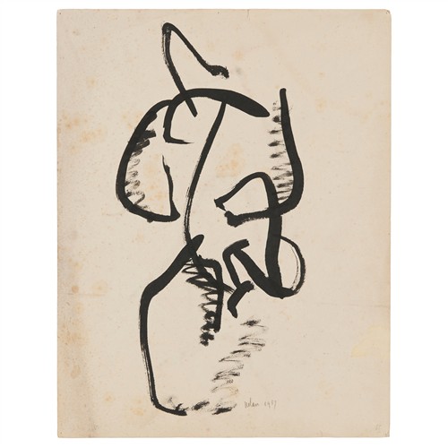 9 · SIDNEY NOLAN (1917-1992) (Figure) 1937 ink on paper 57.5 x 44.5cm
