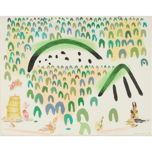 COLIN LANCELEY (1938-2015) Escarpment 1994 mixed media on paper 49 x 62cm (75 x 88cm framed)