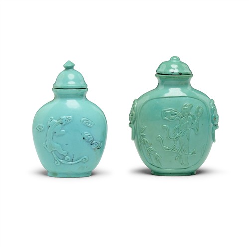 Two Chinese Turquoise Snuff Bottles, Qing Dynasty (1644 - 1911)