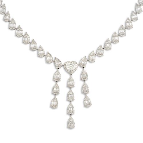 78 · 18CT WHITE GOLD AND DIAMOND NECKLACE