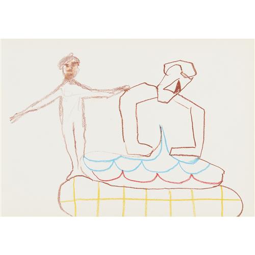 34 · SIDNEY NOLAN (1917-1992) (Sculptor) c.1986 crayon on paper 30 x 42cm