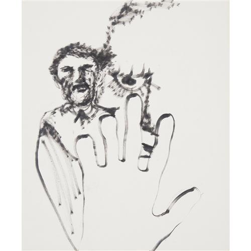 37 · SIDNEY NOLAN (1917-1992) (Faces and hand) c.1955 ink on paper 25.5 x 30.5cm