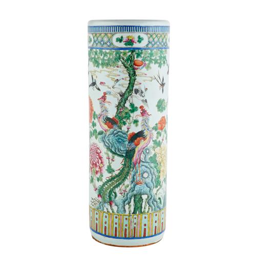 83 · A CHINESE PORCELAIN STICK STAND IN THE FAMILLE ROSE PATTERN