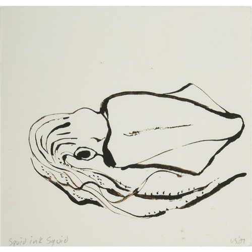 LUKE SCIBERRAS (born 1975) Squid Ink Squid 2007 ink on paper 20 x 20.5cm (46.5 x 47cm framed)