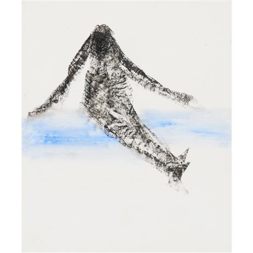 40 · SIDNEY NOLAN (1917-1992) (Figure by the water) 1958 mixed media and crayon rubbing on paper 30.5 x 25.5cm