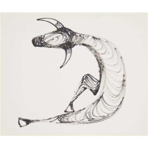 43 · SIDNEY NOLAN (1917-1992) (Drought carcass) 1955 ink on paper 25.5 x 30.5cm