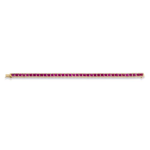 89 · 18CT GOLD, RUBY AND DIAMOND BRACELET