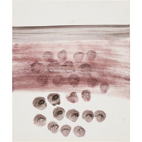 SIDNEY NOLAN (1917-1992) (Landscape) c.1962 mixed media on paper 30.5 x 25.5cm