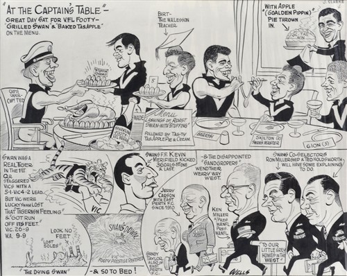 1024 · A COLLECTION OF ORIGINAL WELLS FOOTBALL COMIC DRAWINGS