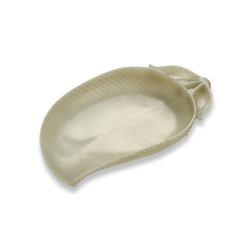 77 · A CHINESE PALE WHITE JADE LEAF FORM WASHER, LATE QING DYNASTY/REPUBLIC PERIOD, EARLY 20TH CENTURY