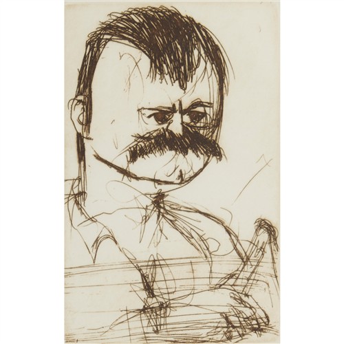 JOHN OLSEN (1928-2023) John Littlewood 1998 etching 15 x 9.5cm (image); 38 x 28cm (sheet); 59 x 48cm (framed)