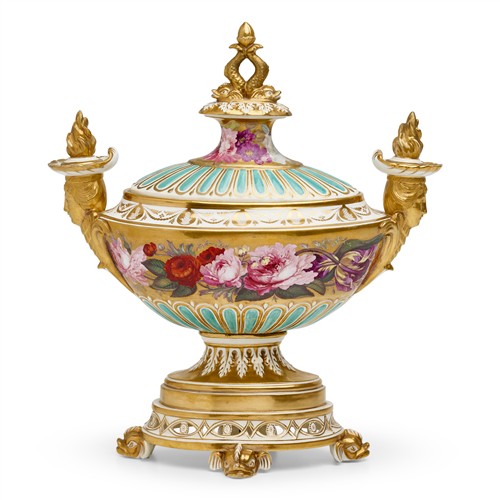 4 · A REGENCY DECORATED CREAMWARE CENTREPIECE URN Circa 1820