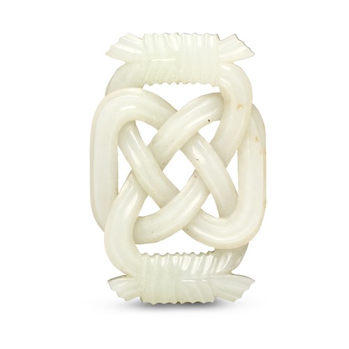 A Chinese White Jade Twist Pendant, Qing Dynasty (1644 - 1911)