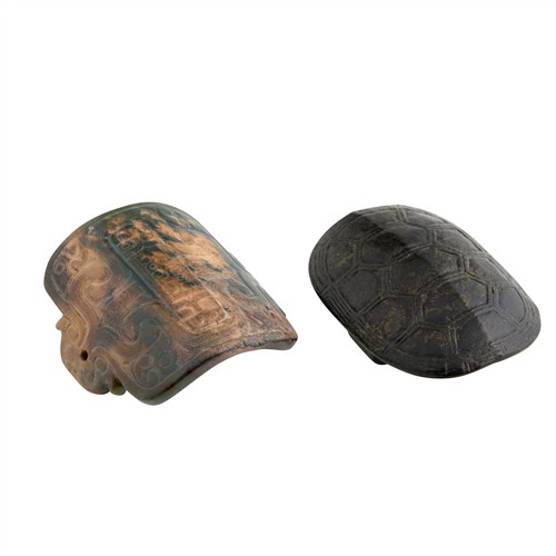 1059 · TWO CHINESE DARK JADE PLAQUES