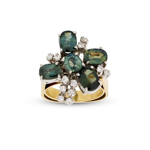 18ct Two-Tone Gold, Sapphire And Diamond Ring
