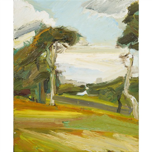 ROBERT MALHERBE (born 1965) Two Trees with Passing Storm 2004 oil on canvas 55.5 x 45.5cm (58 x 48cm framed)
