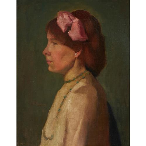 JULIAN ROSSI ASHTON (1851-1942) (Portrait of a Young Woman) oil on board 49.5 x 39cm