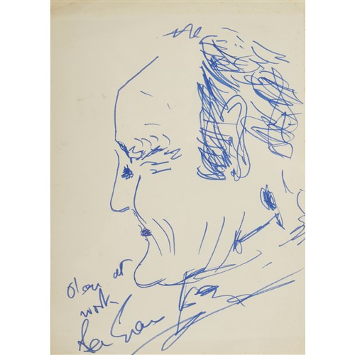 LEN EVANS AO OBE (1930-2006) Olsen at Work pen on paper 29 x 20cm (45 x 35cm framed)