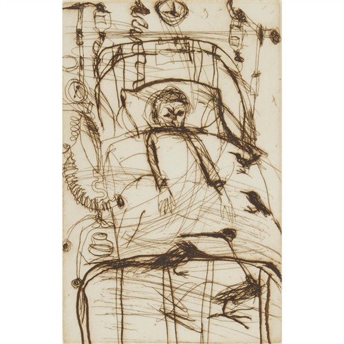 JOHN OLSEN (1928-2023) In Bed 1998 etching 22 x 14cm (image); 38 x 28cm (sheet); 59 x 48cm (framed)