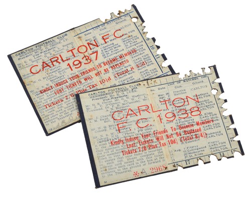 1038 · TWO CARLTON FOOTBALL CLUB MEMBER'S SEASON TICKETS
