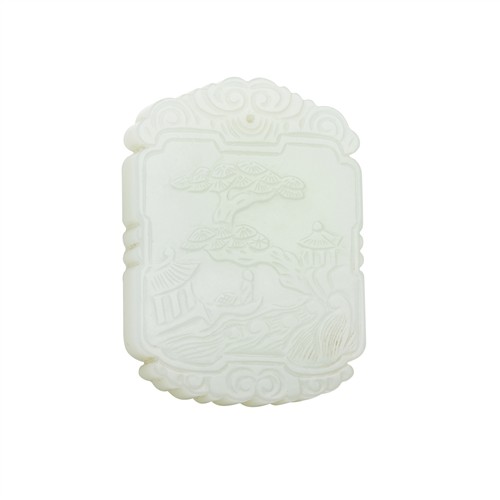 A CHINESE WHITE JADE CARVED PENDANT, QING DYNASTY (1644 - 1911)