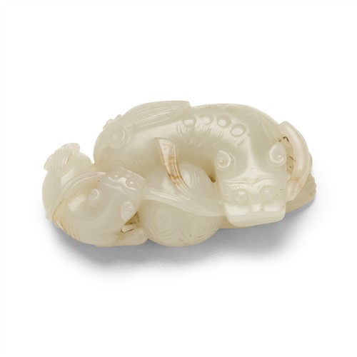 A Chinese White Jade Carving Of A Lion And A Cub, Ming/Qing Dynasty, 17th Century