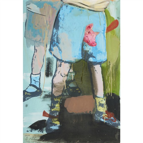 DAVID BROMLEY & MCLEAN EDWARDS (born 1960) David & Me 2003 mixed media on paper 110 x 75cm (125 x 89cm framed)