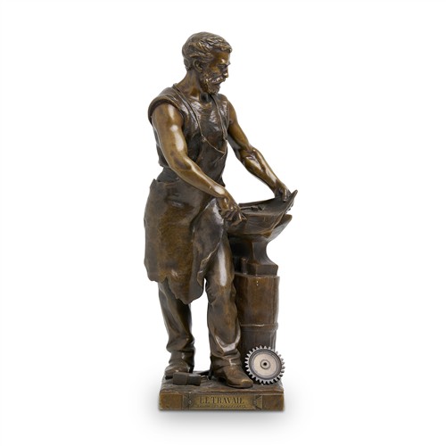 12 · Bernard Adrien STEÛER (1853–1913) 'Le travail' Bronze, in a mottled brown patina 46cm high