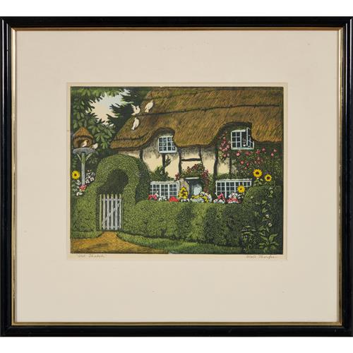 20 · HALL THORPE (1879-1947) Old Thatch woodcut 22.5 x 29cm (44 x 48cm framed)