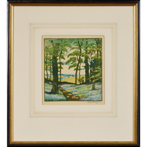 18 · HALL THORPE (1879-1947) Bluebell Wood woodcut 16.5 x 15.5cm (39 x 35.5cm framed)