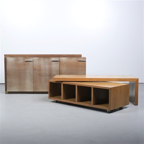 A Bespoke Hardwood Sideboard Together With A Bespoke Adjustable Coffee Table