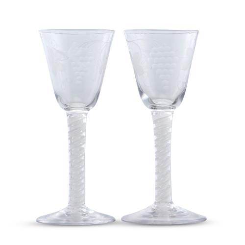 8 · A PAIR OF GEORGE III WINE GLASSES Third quarter 18th century, circa 1770