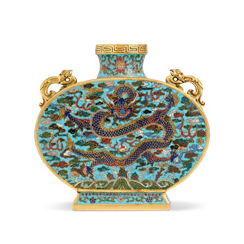 40 · A CHINESE CLOISONNE ENAMEL DRAGON VASE, BIANHU, QIANLONG INCISED FOUR-CHARACTER MARK AND OF THE PERIOD (1736-1795)
