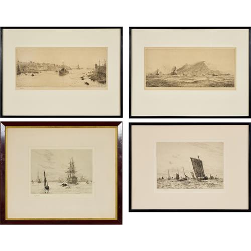40 · FOUR MARITIME ETCHINGS BY WILLIAM LIONEL WYLLIE RA RBA (1851-1931)
