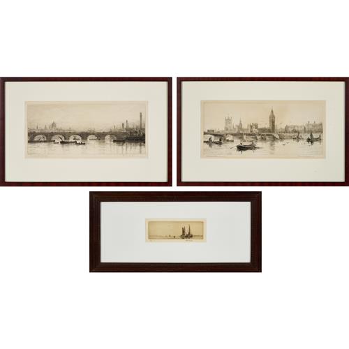 41 · TWO ETCHINGS OF LONDON BY FRANK HARDING AND ONE MARITIME ETCHING BY ARTHUR BRISCOE