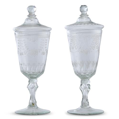 1 · TWO SIMILAR DUTCH OR GERMAN COVERED GLASS GOBLETS Mid-18th century, circa 1750