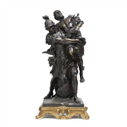 1 · AN ANTIQUE FRENCH BRONZE FIGURE GROUP OF AENEAS, ANCHISES, AND ASCANIUS ESCAPING TROY Second half 19th century