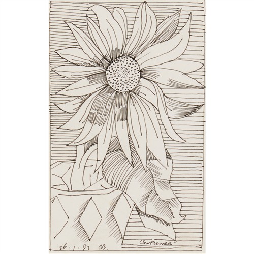 31 · CHARLES BLACKMAN (1928-2018) The Sunflower 1987 ink on paper 20 x 12.5cm; 49.5 x 39cm (frame)