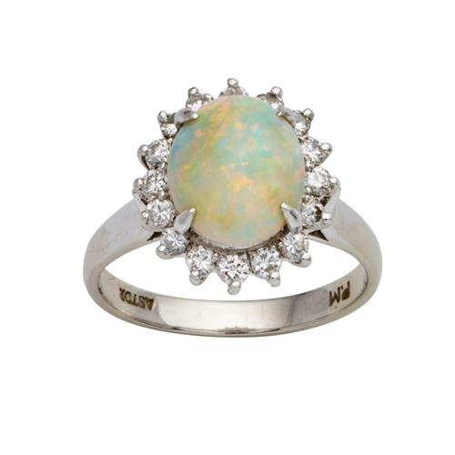 97 · OPAL AND DIAMOND RING