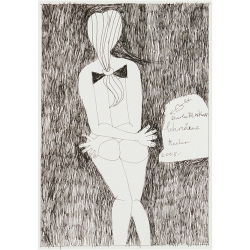 32 · CHARLES BLACKMAN (1928-2018) Christine Keeler 2008 ink on paper 39.5 x 27.5cm; 66 x 52cm (frame)