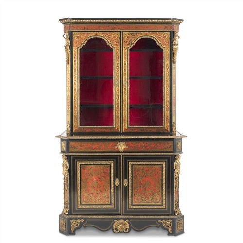 A NAPOLEON III SECRETAIRE BOOKCASE CABINET IN BOULLE MANNER Third quarter 19th century